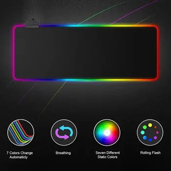 

RGB 7 Colorful Luminous Mousepad Gaming LED Lighting Mouse Mat for PC Laptop Desktop Notebook Accessories