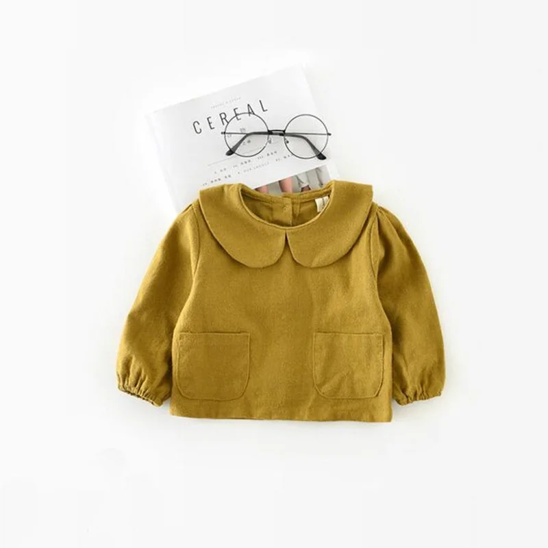 yellow Г. Блузка для маленьких девочек; осенняя одежда для маленьких девочек; одежда для детей; блузка для новорожденных девочек; хлопковая Детская рубашка; Блузы; детская одежда - Цвет: yellow