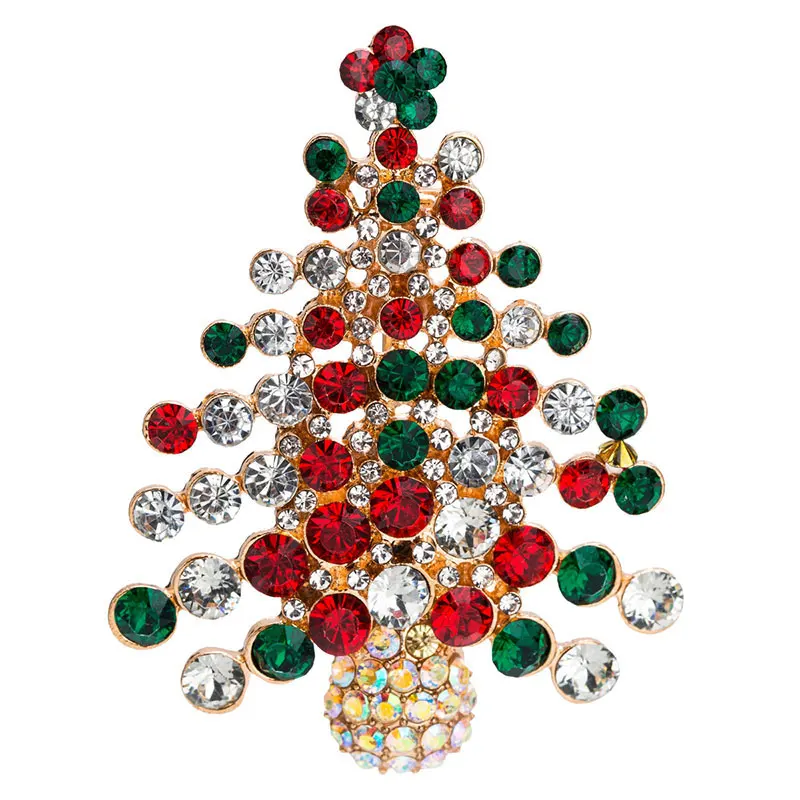 

Christmas Multicolore Crystal Tree Brooch For Women 2019 Rhinestone Brooches Collar Broche Pins Fashion Jewelry