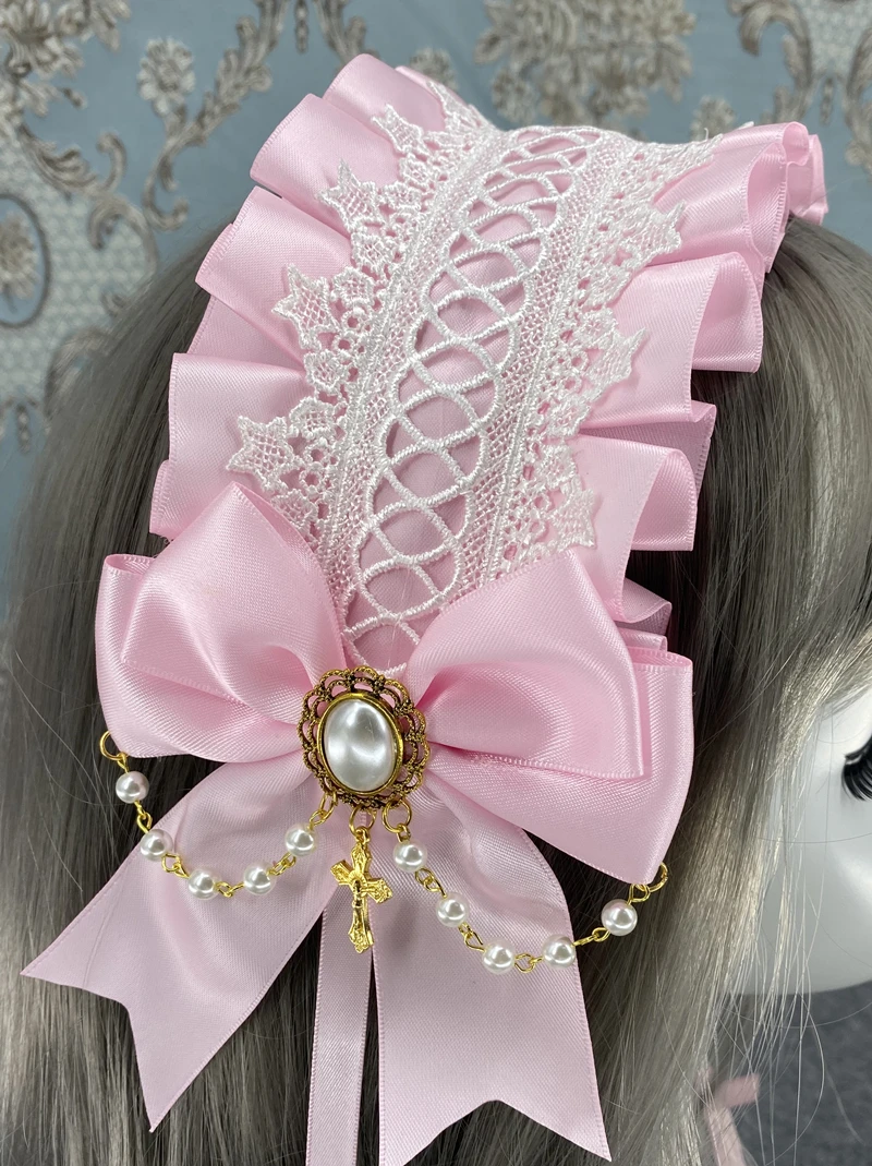 Cosplay&ware Lovely Sweet Hair Hoop Anime Maid Cosplay Headband Lolita Lace Flower Headwear Accessory Hand Made -Zentai shop online