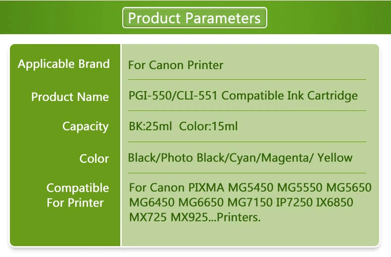 Plavetink 10 шт. PGI550 CLI551XL принтера чернильный картридж совместимый для Canon PGI 550 CLI 551 XL для Canon PGI-550 CLI-551 XL PIXMA MG5450 MG5550 MG5650 принтер