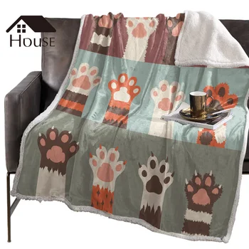

BIGHOUSES Throw Blanket Cat Paw Animal CartoonBlankets Fleece Blankets Winter Blanket Personalized Blankets Bedclothes