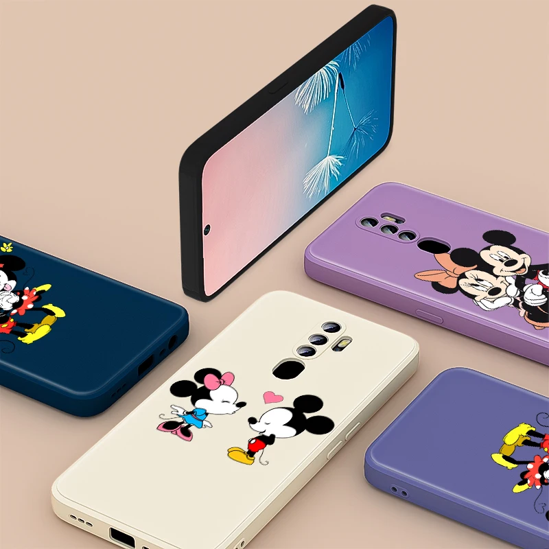 Mickey And Minnie Liquid Silicone Soft Cover For OPPO Find X3 X2 Neo Lite F5 F7 F9 F15 F11 F17 F19 Pro Phone Case | Дом и сад