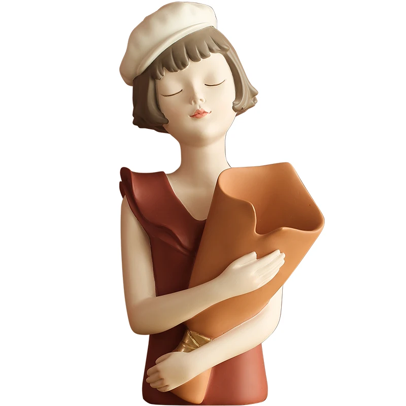 Modern art Balloon Girl Sculptures Resin Figurines Bust Vase Gold Tray Storage For Cabinet Living Room Decor Birthday Gifts | Дом и сад