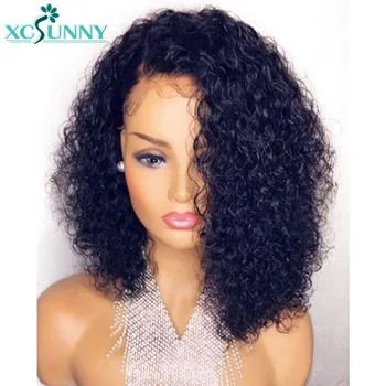 

5x4.5 Silk Base Lace Front Wigs Brazilian Remy Human Hair Curly Wig Invisible Knots Natural Black Pre Plucked For Women Xcsunny