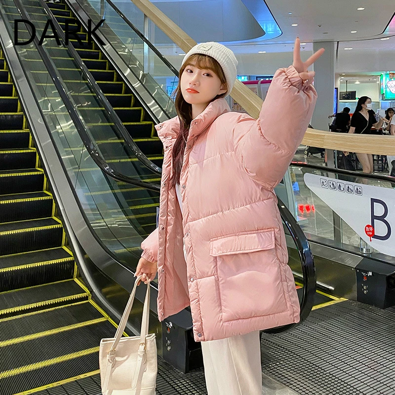 

[DARK] 2020 New Candy Color Down Padded Jacket Women's Short Shiny Net Red Bread Suit Loose Padded Jacket