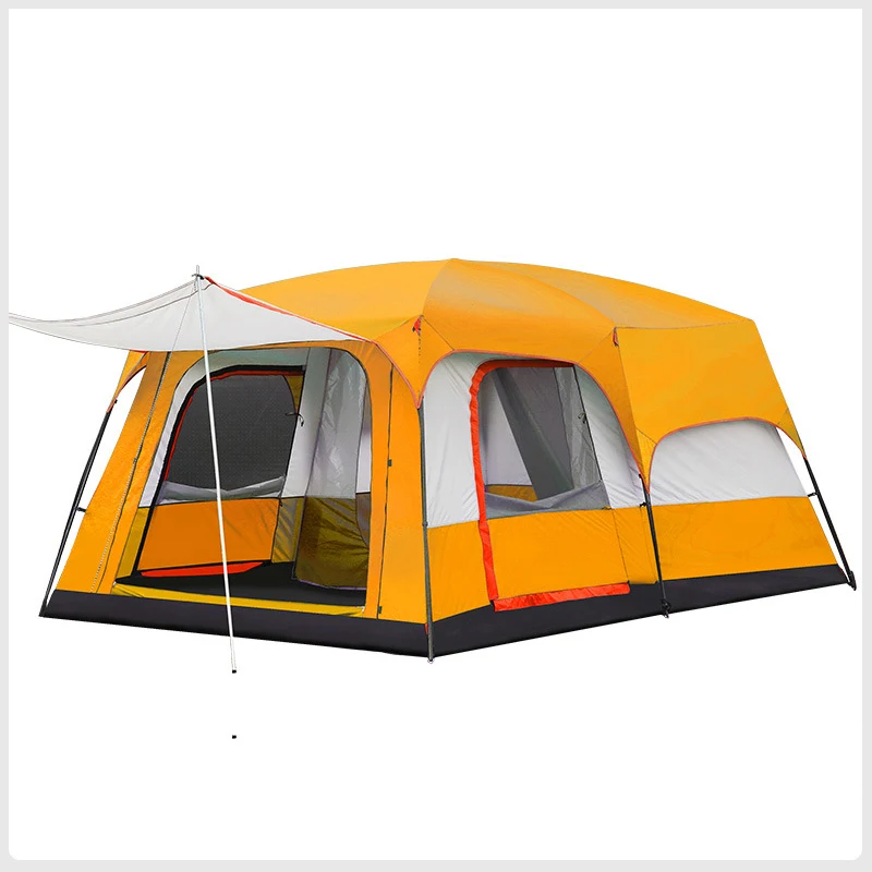 Orange 8-12 Person Tent Two-bedroom One-living-room Family Rainproof Multi-person Camping Tent Double layer Waterproof Outing Big Space - Цвет: Orange