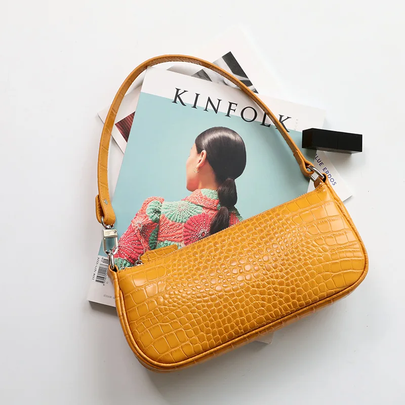 

Summer Vocation Genuine Cow Leather Breed Vintage Cowhide Crocodile Pattern Rachel Single Shoulder Wrapped Handbag Ins Trend