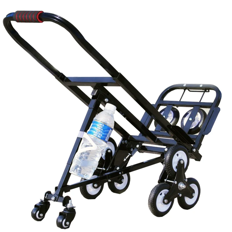 Foldable Portable Stair Climbing Hand Truck Luggage Cart Handcart Luggage Cart with 6 Wheels and 2 Backup Wheels-with 2 Casters