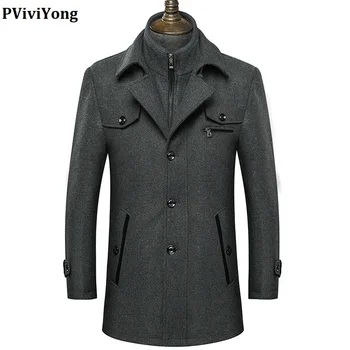 

PViviYong 2019 new arrival winter thicked wool trench coat men, Double collar jackets foshion men parka ,plus-size M-XXXL G-1