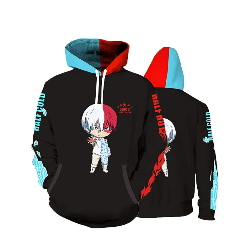 2020 Anime Todoroki Shouto Hoodies My Hero Academia Cosplay Sweatshirt Hooded Zipper Jacket Unisex Sweater0 (5)