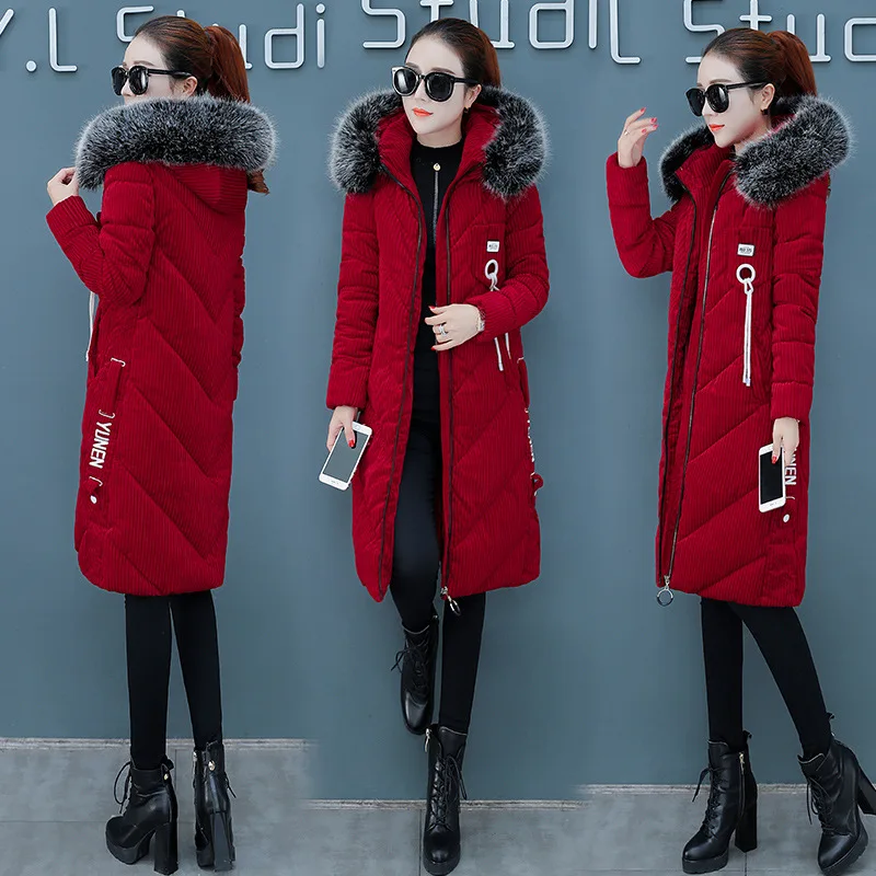 

New Style Fashion Cotton-padded Clothes Women's 2019 Winter Korean-style Loose Comfortable Elegant Trend Hooded Warm Fur Collar