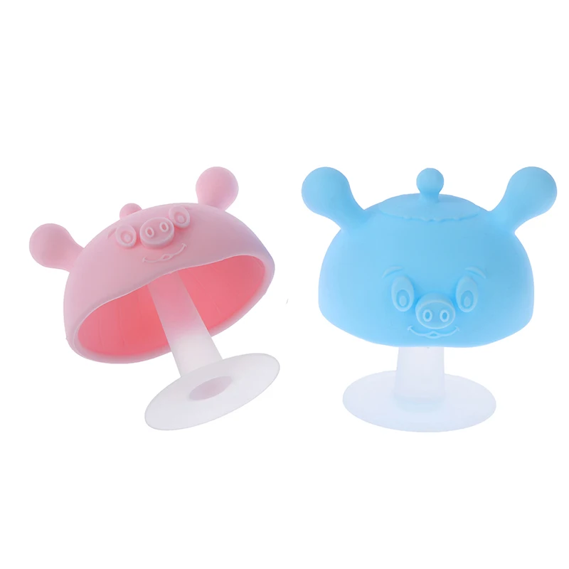 Baby Silicone Teethers Newborn Cartoon Small Mushroom Teething Toy Multifunction Chewable Teethers Infant Nursing Appease Nipple
