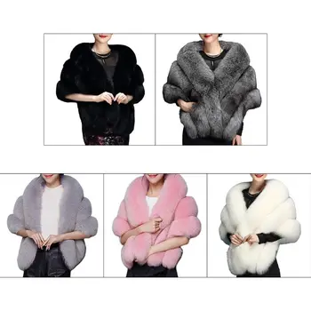 

Women Winter Fluffy Plush Coat Jacket Wrap Wedding Bridal Shawl Cape Warm Poncho 094B