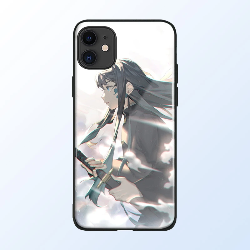 Muichiro Tokito Kimetsu No Yaiba Phone Case Glass Shell For Iphone Se 6s 7 8 X Xr Xs 11 Pro Max Samsung S Note 10 Ultra Plus Phone Case Covers Aliexpress