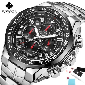 

Wwoor Watches Men Top Luxury Black Sports Chronograph Man Fashion Big Dial Quartz Wrist Watch Relogio Masculino 2020