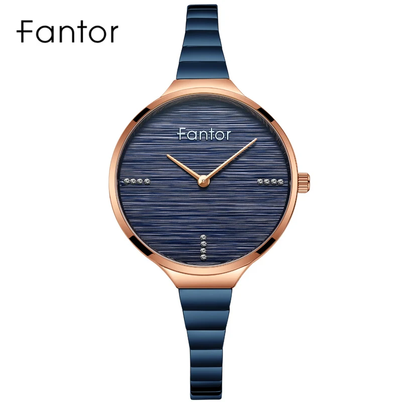Часы Fantor женские наручные с синим циферблатом элегантные роскошные со