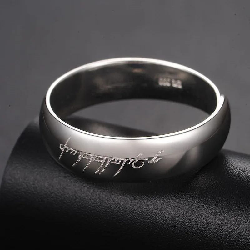 

999 Pure Silver Adjustable Magic Ring Adjustable Ring Men And Women Douyin Celebrity Style Shiny Side Fine Silver Rings Pendant