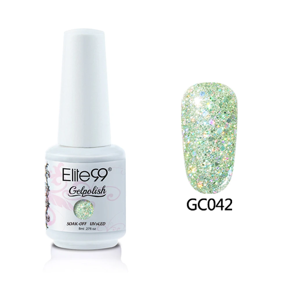 GC042 Elite99 8 мл бриллиантовый Гель-лак с блестками лак для Ногтей Сияющий Блеск УФ Гель-лак отмачиваемый лак для ногтей маникюр гель для ногтей - Цвет: GC042