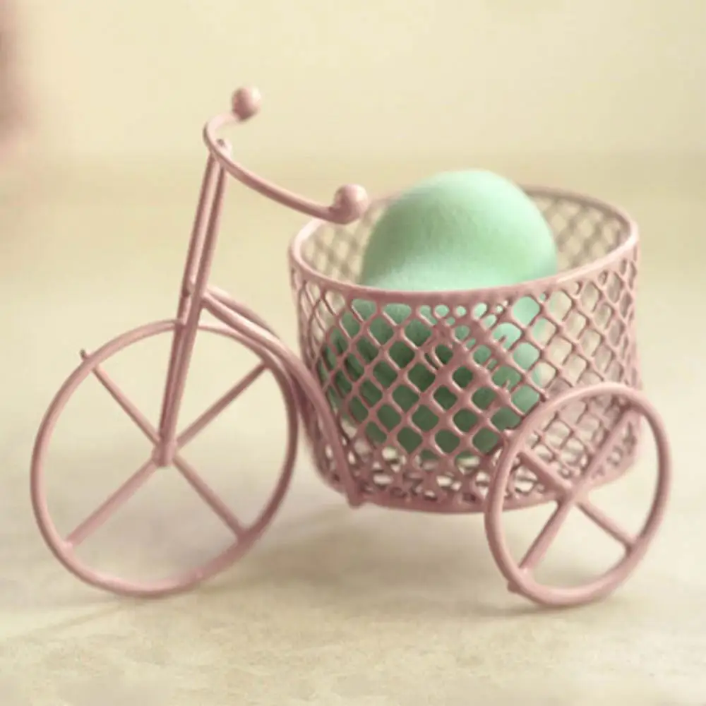 Ornament Crafts Pink White Candy Rack Sponge Storage Jewelry Container Iron Tricycle Car Rack Candy Box Sugar Shelf Home Decor