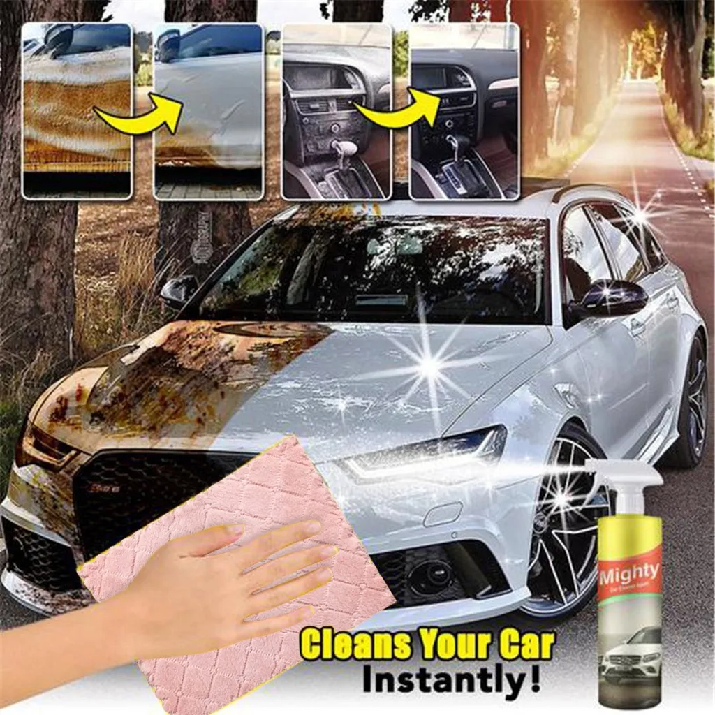 Mighty glass Cleaner Анти-туман агент спрей 200 мл+ полотенце окна автомобиля Windshie Многофункциональный интерьер кожа ткань очиститель
