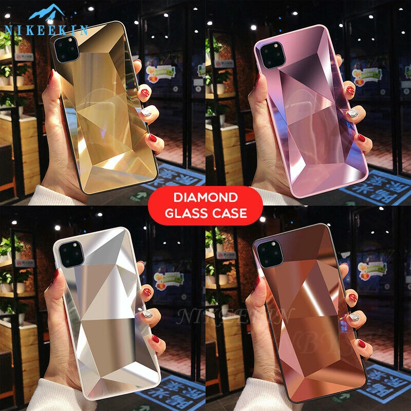 3D Блестящий противоударный чехол для iPhone 13 Pro Max SE2 7 8 Plus зеркальный с алмазной