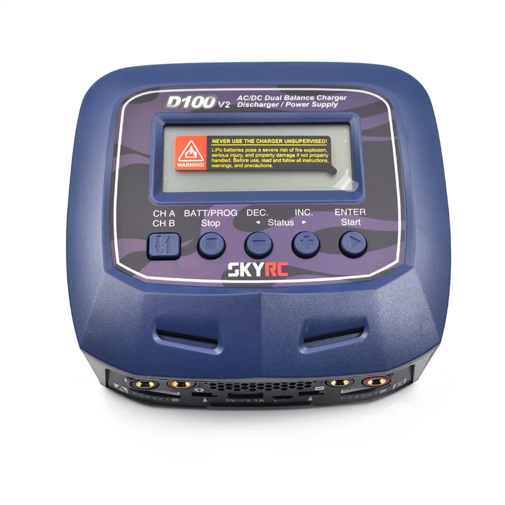 

SKYRC D100 V2 100W AC DC Dual Balance Charger Discharger for LiHV LiFe LiIon NiCd NiMH PB LiPo Battery RC Drone Car Quadcopter
