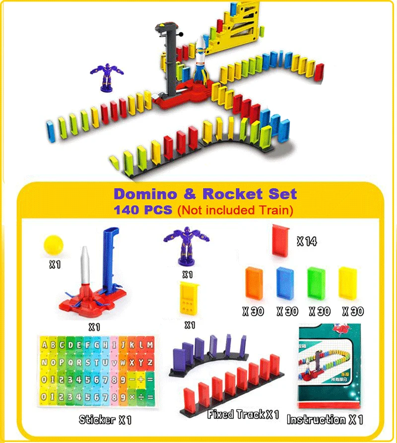 Domino Rocket set N Моторизованный домино, 60 шт., набор для поезда, набор, блоки, 120 шт., комплект ракеты, пластик, красочные кубики домино, игрушки, подарок для детей - Цвет: Domino Rocket set N