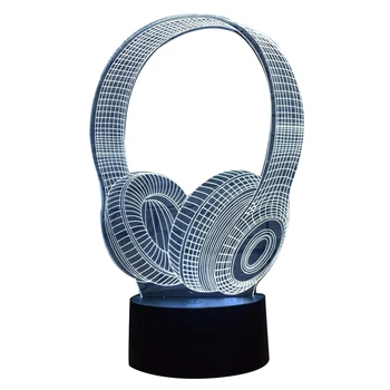 

3D DJ Headphone LED Night Light Studio Music Headset 7 Colorful Table Lamp Home Bedroom