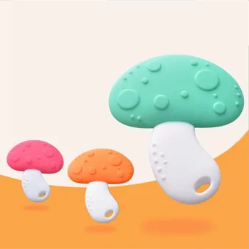 

1PC Mushroom Shape Teether Pendant BPA Free For DIY Baby Teething Pacifier Chain Food Grade Silicone Beads Material Toys Gifts