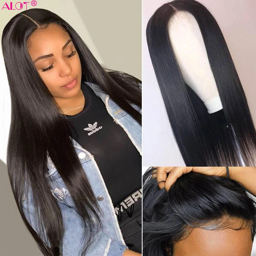 Perucas de cabelo humano em linha reta 13x1 parte do laço peruca de cabelo humano brasileiro em linha reta remy frente do laço perucas de cabelo humano pré arrancadas 150%