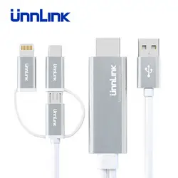 Unnlink USB к HDMI зеркало литой кабель конвертера MHL для iPhone iPad освещение телефона Android Micro Тип C FHD1080 @ 60 Гц