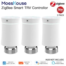 Moeshouse novo radiador atuador de válvula trv zigbee 3.0 tuya, termostato programável inteligente, aquecedor de temperatura com controle de voz alexa