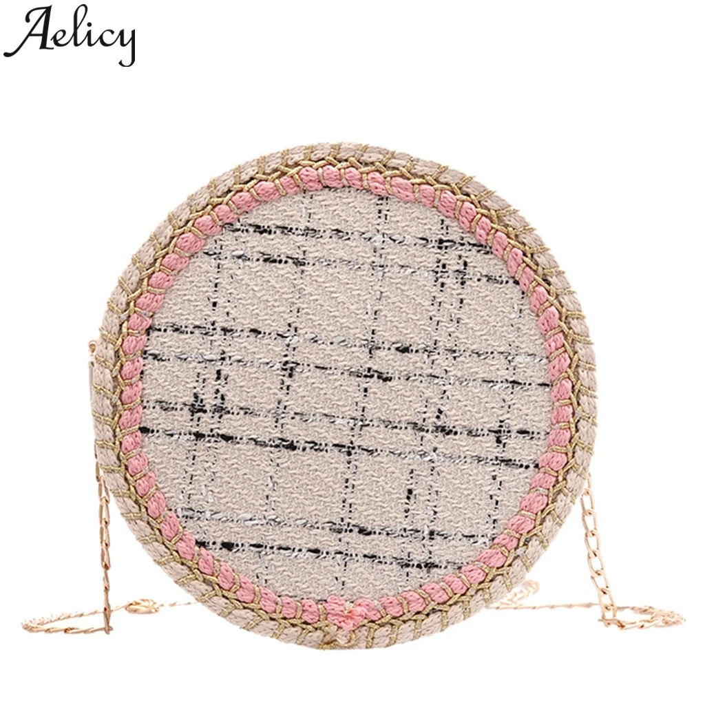 Aelicy Bolsos модные женские сумки-мессенджеры круглые Сумки На Плечо Дизайнерские Сумки через плечо твидовые сумки для женщин сумки с цепочками