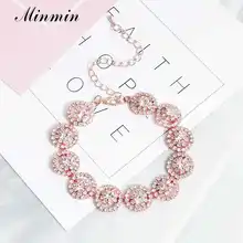 Minmin блестящий браслет из розового золота с маленькими полыми цветами, Модный свадебный браслет и браслет для женщин MSL436