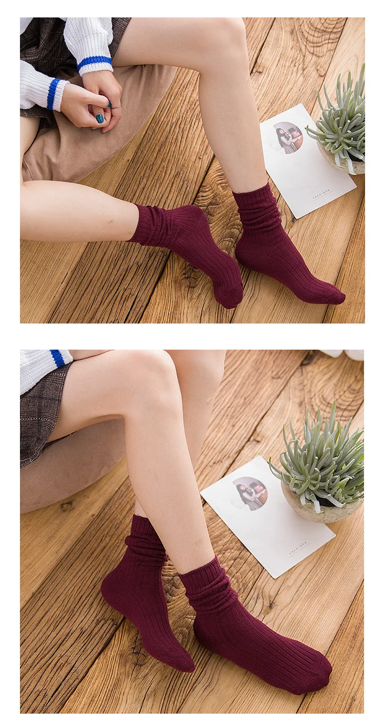 Socks Women's Thin Bunching Socks Tube Pure Cotton Summer Korean-style College Style Japanese-style South Korea Versatile Purple