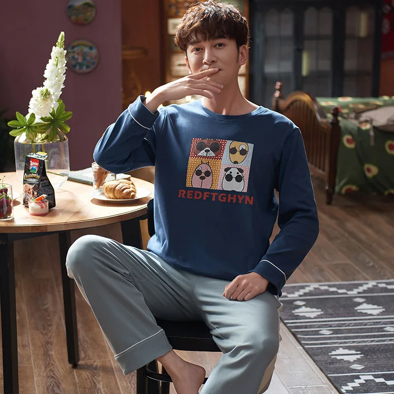 

Spring And Autumn Men's 6535 Cotton Long Sleeve Trousers Korean-style Men Young And Middle-aged Thin Japanese Korean Home Wear T