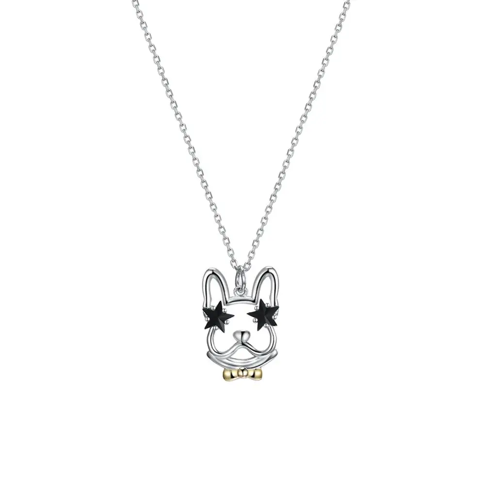 925 Sterling Silver Cute Dog Puppy Pendant NecklaceLEKANI Crystals From Swarovski Necklace for Women Girls Fine Jewelry | Украшения и