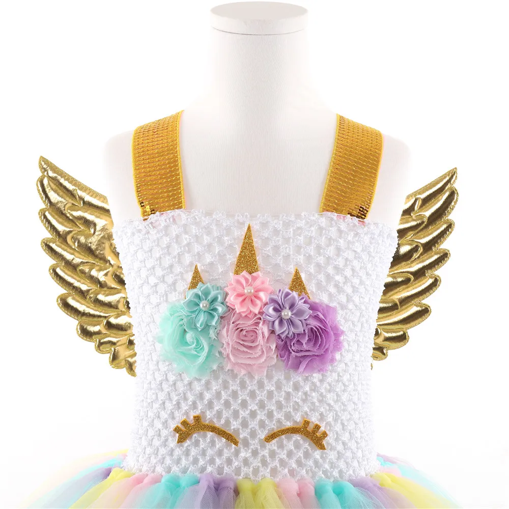 POSH DREAM Unicorn Fancy Tutu Unicorn Dress for Girls Unicorn Party Rainbow Kids Dresses for Baby Girls Princess Costume