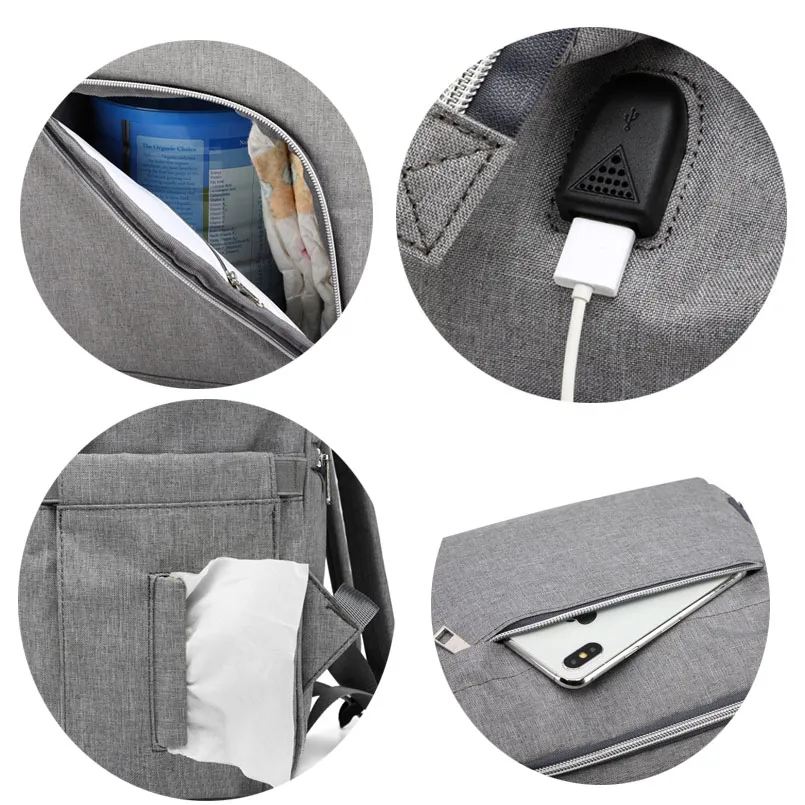 USB детские сумки для подгузников большая сумка для подгузников обновленная модная водонепроницаемая сумка для мам рюкзак для путешествий для беременных сумка для кормления