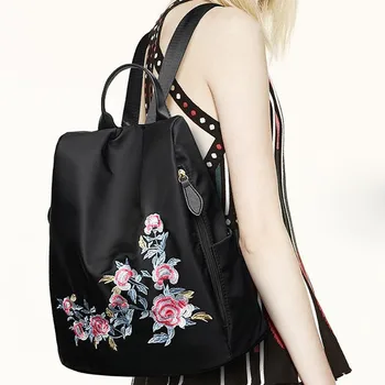 

Female Embroidered Backpack Waterproof Oxford Women Backpack Fashion Women Travel Bag Brand Ladies Large Capacity Backpack #T2G