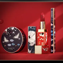 Mansly китайский стиль Набор подарочных коробок для макияжа воздушная Подушка BB+ 2 губная помада+ карандаш для глаз