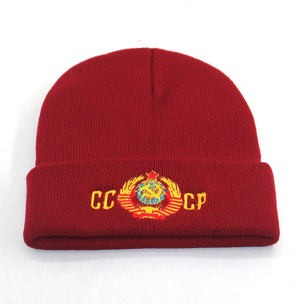 Хлопковая шапка с вышивкой для России CCCP, вязаные шапки для осени и зимы, гибкая Мягкая Теплая Лыжная шапочка, хип-хоп шапочки унисекс