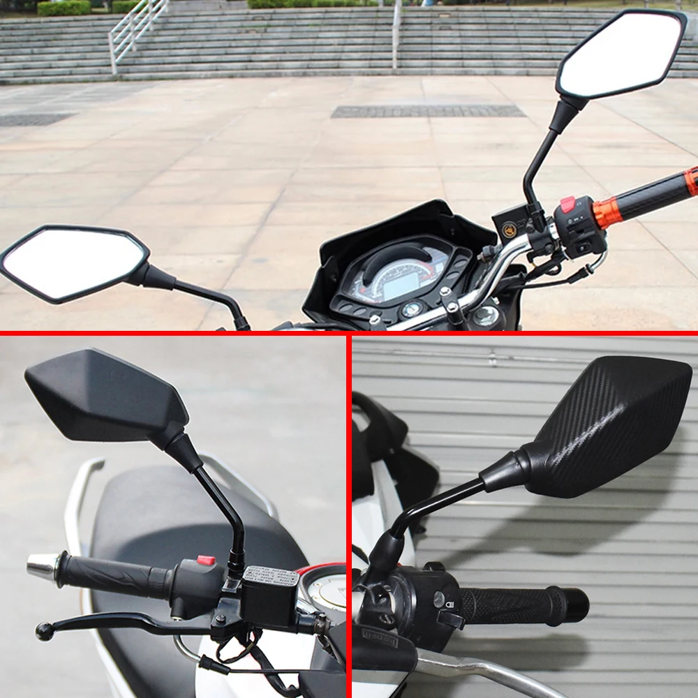 Color : Carbon Fiber 1 Pair Motorcycle Rear View Mirrors For Yamaha XMAX 125/250/300/400 Iron Max NMAX 125 R120 10mm 8mm Back Side Convex Mirror Side Mirrors