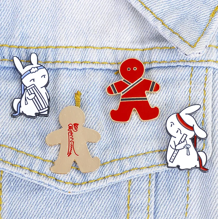 4 шт Mo Dao Zu Shi косплей мультфильм Lan Wang Ji Wei Wu Xian ювелирные изделия значки брошь эмаль булавки ювелирные изделия джинсовая куртка подарок