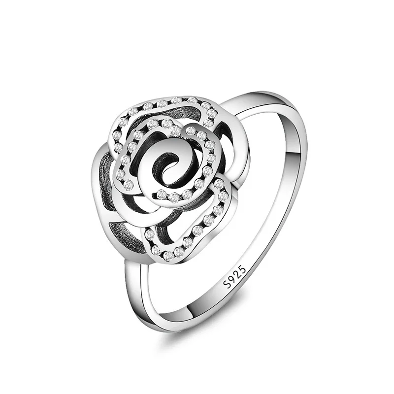 Серебряное кольцо талисманы большой цветок с Cz Кристалл Бабочка Белый Cz Сердце палец кольцо для женщин вечерние ювелирные изделия подарок