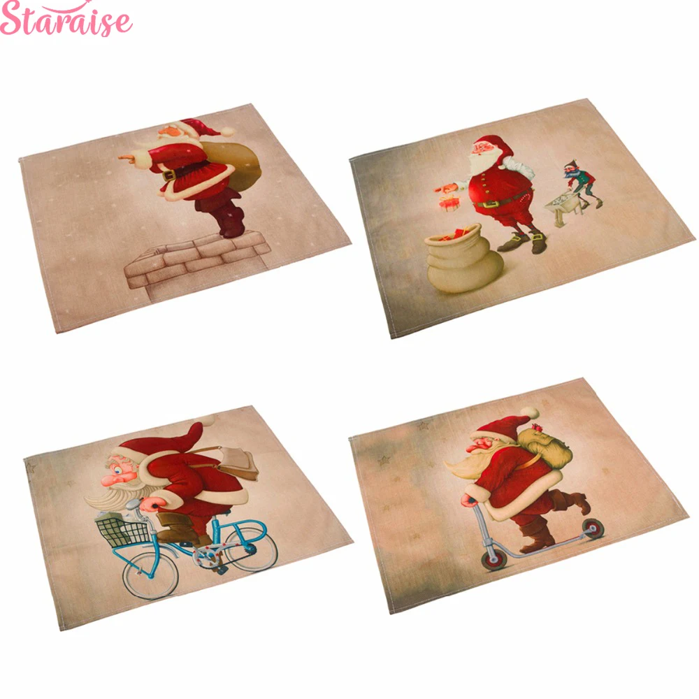 

Staraise 42x32cm Santa Claus Table Mat Christmas Decorations For Home Placemat Table Napkin Christmas Tableware New Year 2019