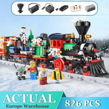 

MOC Technic Battery Powered Electric Classic Train Compatible 10254 Winter Holiday Train Building Blocks Bricks Christmas Gift