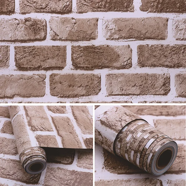 Home Decor 3D PVC Grain Wall Paper Brick Stone  Wallpaper Self-Adhesive Living Room Bedroom Wallpapers Wall Stickers Decoration Retro adobe