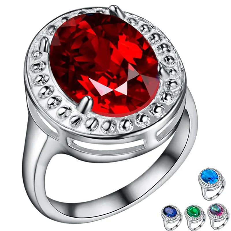 red JoiasHome, классическое серебряное 925 Кольцо для женщин, мистический топаз, кольцо, Радужный топаз, серебро 925, хорошее ювелирное изделие, Подарок на годовщину - Цвет камня: red